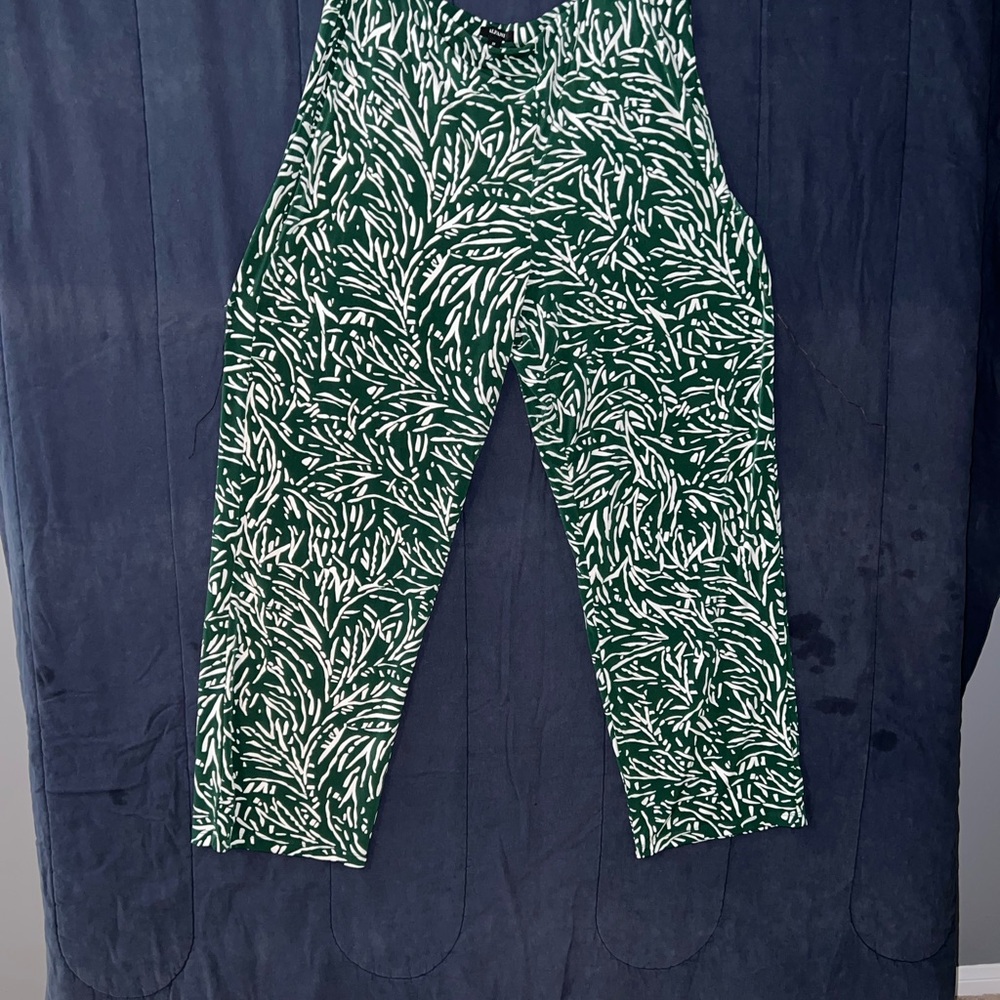 Alfani Leaf Print Green Trousers